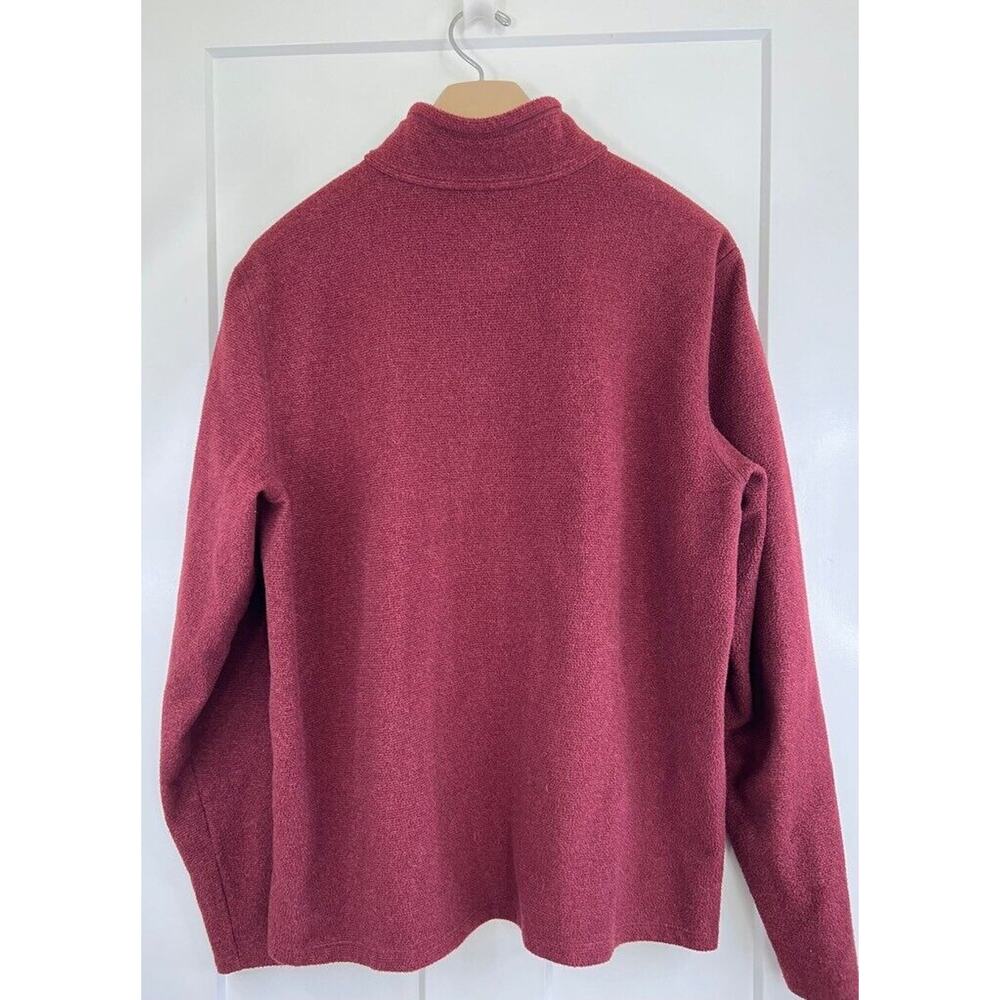 L.L. Bean Trail Fleece Jacket Men's LARGE Red Marled Half Zip Pullover Pocket - Picture 2 of 9